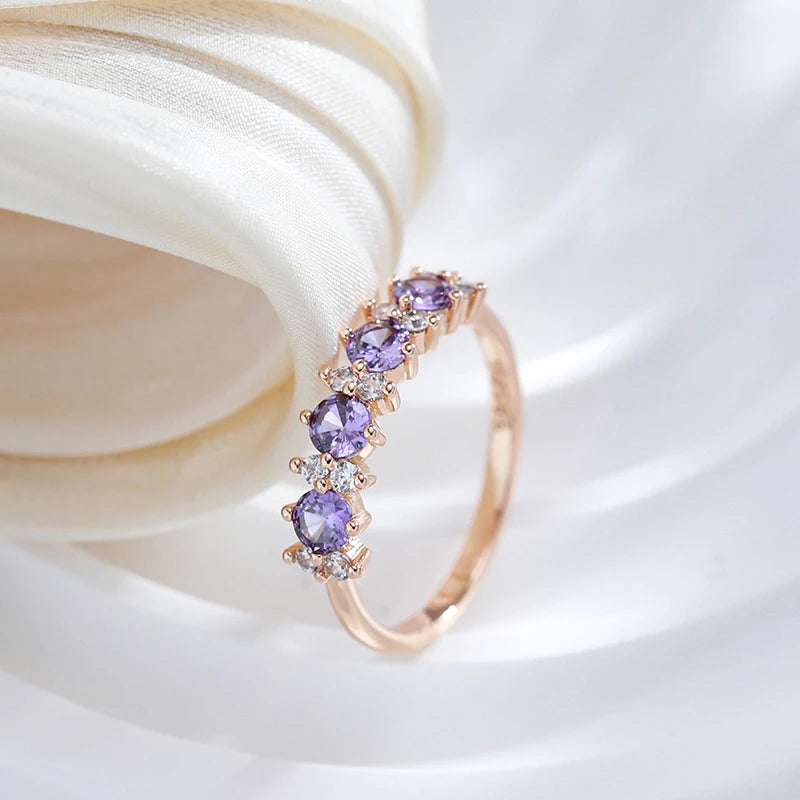 Sparkling Purple Natural Zircon Ring