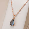 Grey Crystal Water Drop Pendant Necklace