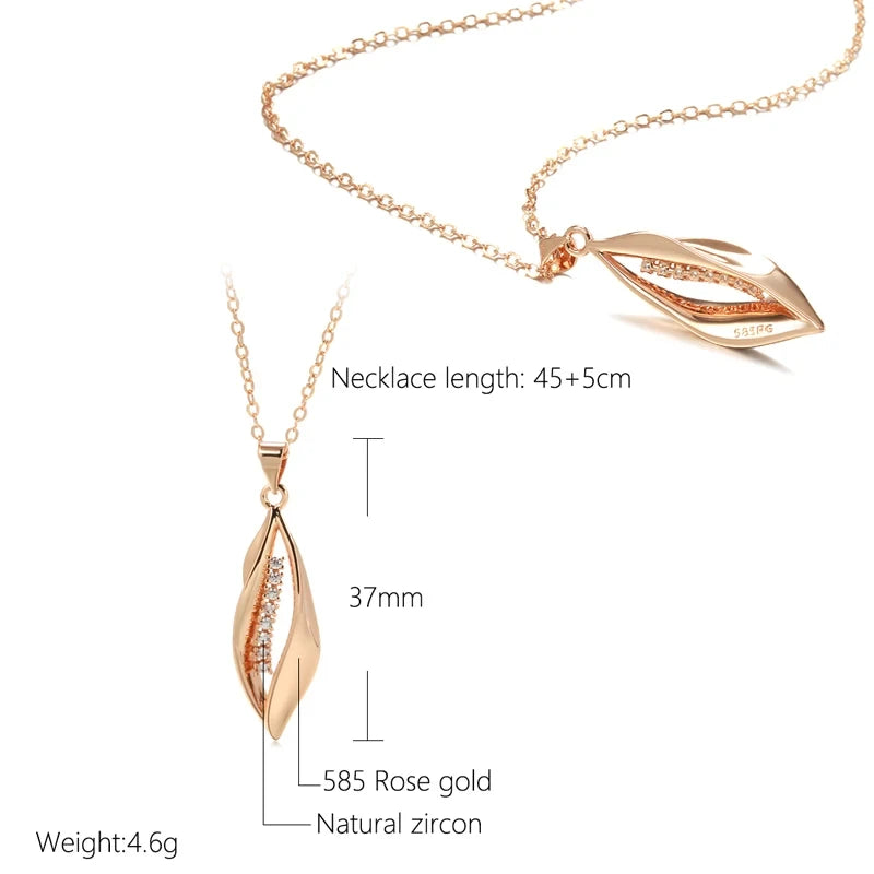 Hot 585 Rose Gold Color Long Pendant Necklace