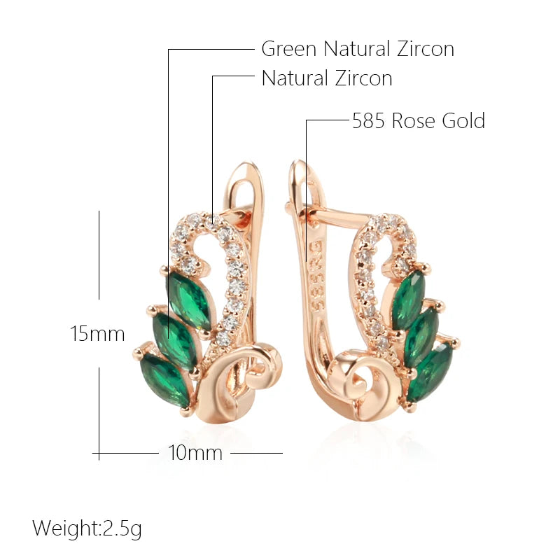 Luxury Green Natural Zircon Drop Earrings
