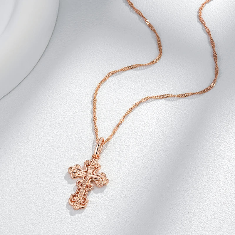 New Luxury Natural 585 rose Gold Pendant Necklace 002