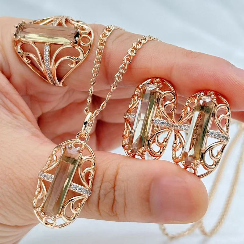 Elegant natural zircon jewelry set for women featuring sparkling zircon stones on a stylish jewelry design by Legacy Magics.
