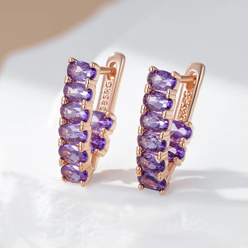 Hot Shiny Purple Natural Zircon Drop Earrings