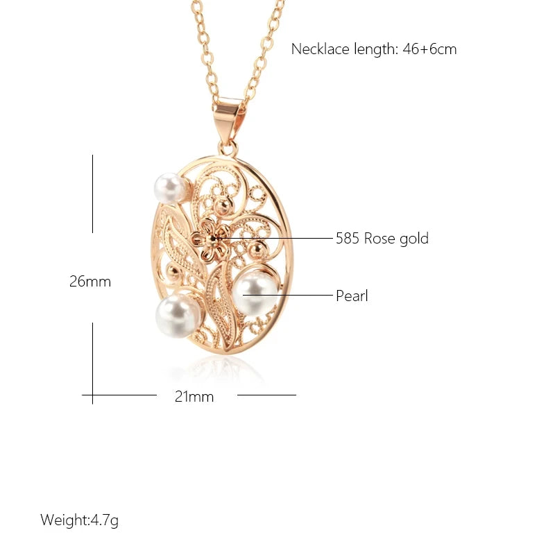 New Luxury Natural 585 rose Gold Pendant Necklace 003