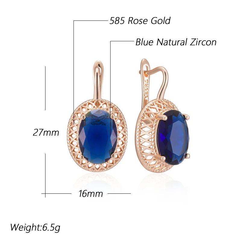 Hot Oval Blue Drop Earrings