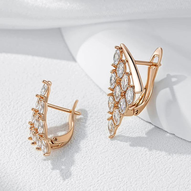 Full Shiny Natural Drop Gold Colour Unique Crystal Earrings