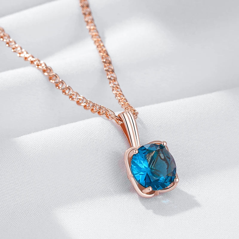 Hot Shiny Blue Natural Zircon Pendant Necklace