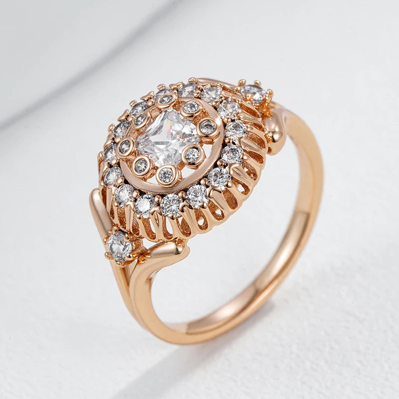 Shiny Natural Unique Crystal Flower Rings