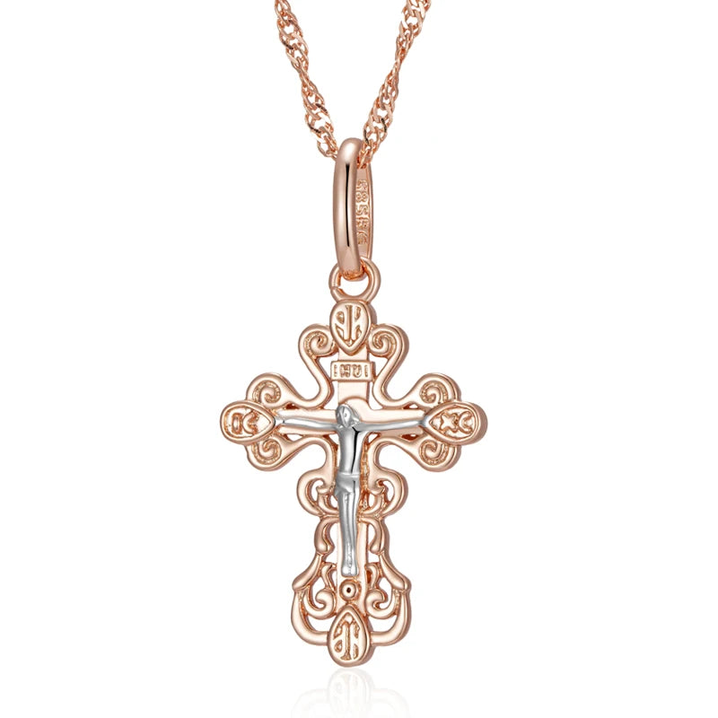 New Luxury Natural 585 rose Gold Pendant Necklace 018