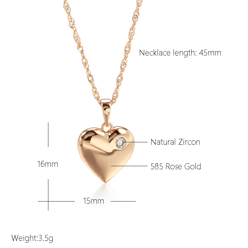 New Luxury Natural 585 rose Gold Pendant Necklace 001