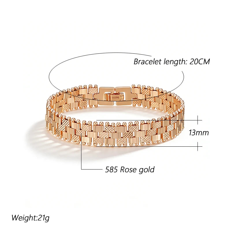 Kinel Hot Trend 585 rose gold link bracelet for women, featuring intricate ethnic design, suitable for wedding and daily wear.