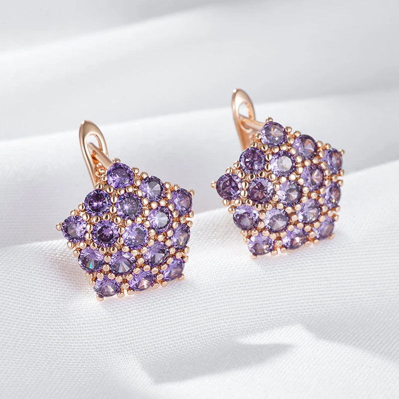 Hot Shiny Purple Natural Zircon Drop Earrings