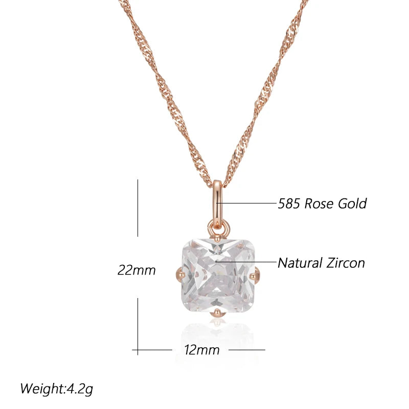 New Luxury Natural 585 rose Gold Pendant Necklace 013