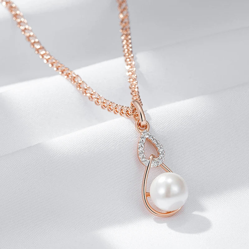 New Luxury Natural 585 rose Gold Pendant Necklace 029