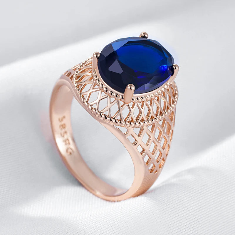 Oval Blue High Quality Ethnic Daily Ring