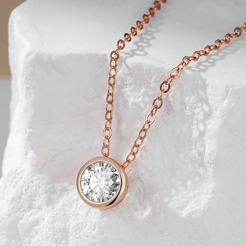 New Luxury Natural 585 rose Gold Pendant Necklace 023