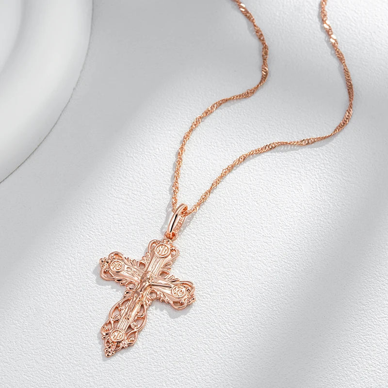 New Luxury Natural 585 rose Gold Pendant Necklace 024