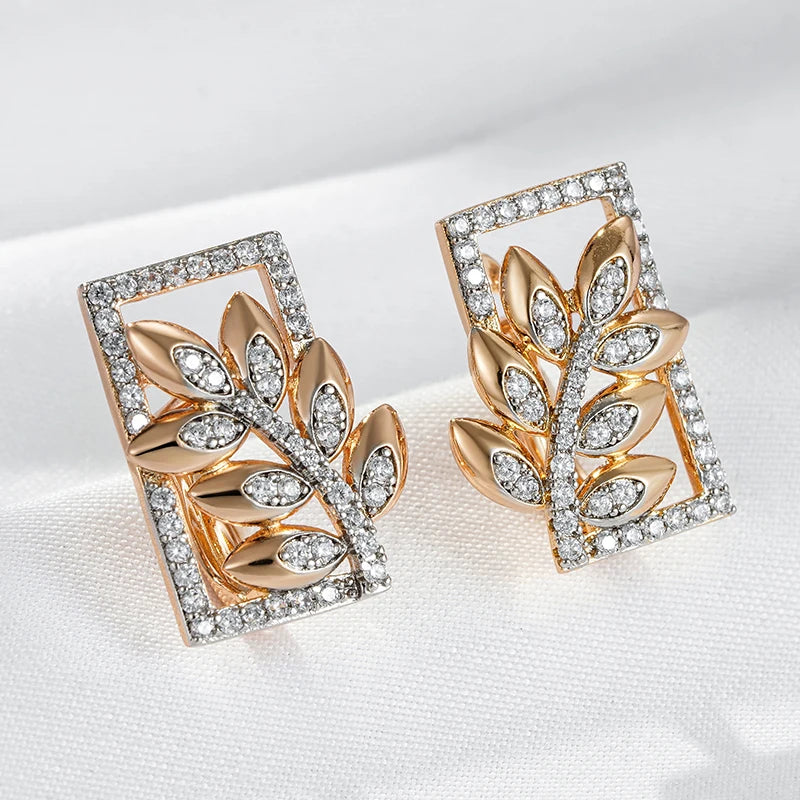 New Fashion Square Wide Crystal Flower Drop Earrings