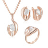 Natural zircon jewelry set including ring, earrings, and necklace for women by Legacy Magics, featuring sparkling zircon stones.