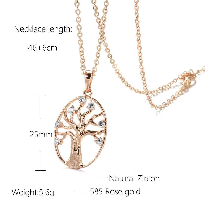 New Luxury Natural 585 rose Gold Pendant Necklace 007