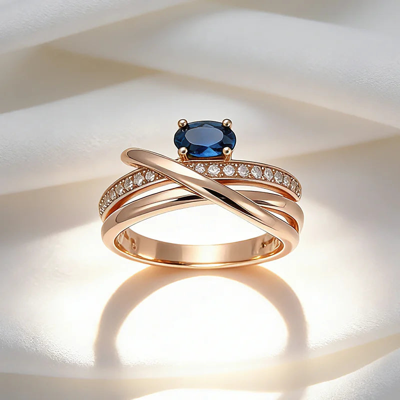 Unusual 585 Rose Gold Color Cross  Rings 001 - Legacy Magics