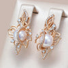Luxury Pearl Geometric Rose Gold Drop Earrings