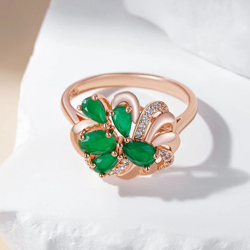 Trend Big Vintage Natural Glossy Metal Ethnic Bride Ring 066