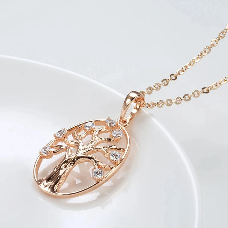 New Luxury Natural 585 rose Gold Pendant Necklace 007