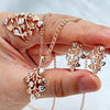 Natural zircon ring, earrings, and necklace set for women by Legacy Magics, featuring sparkling zircon stones and elegant jewelry design.