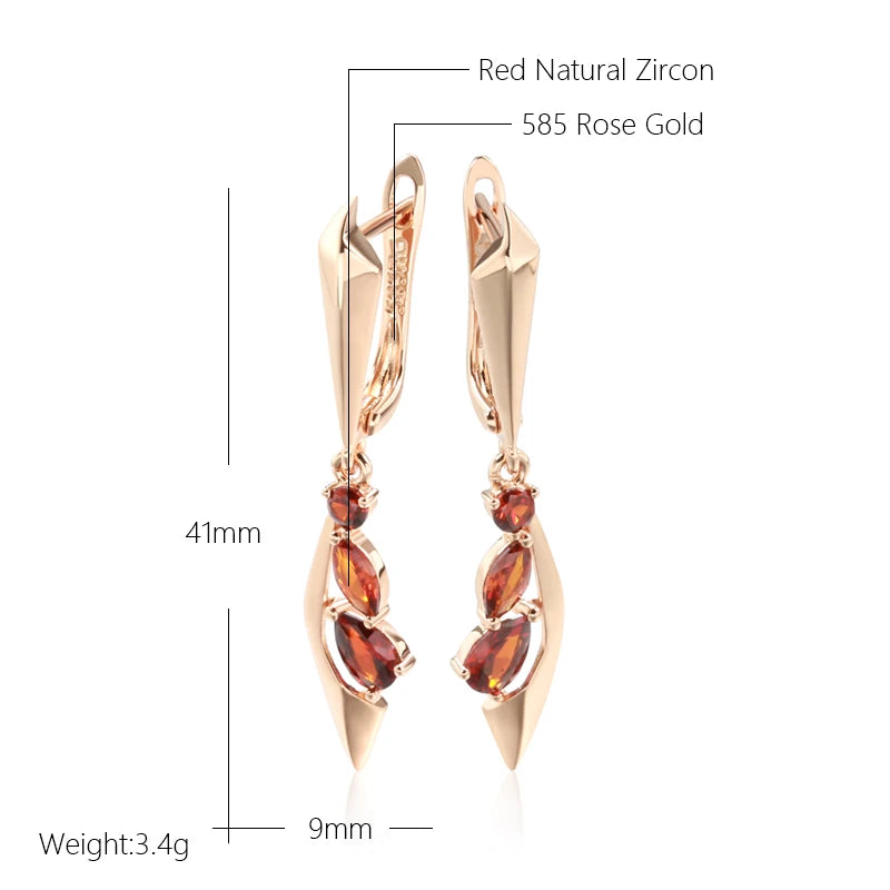Fashion Rose Gold Colour Long Dangle Earrings