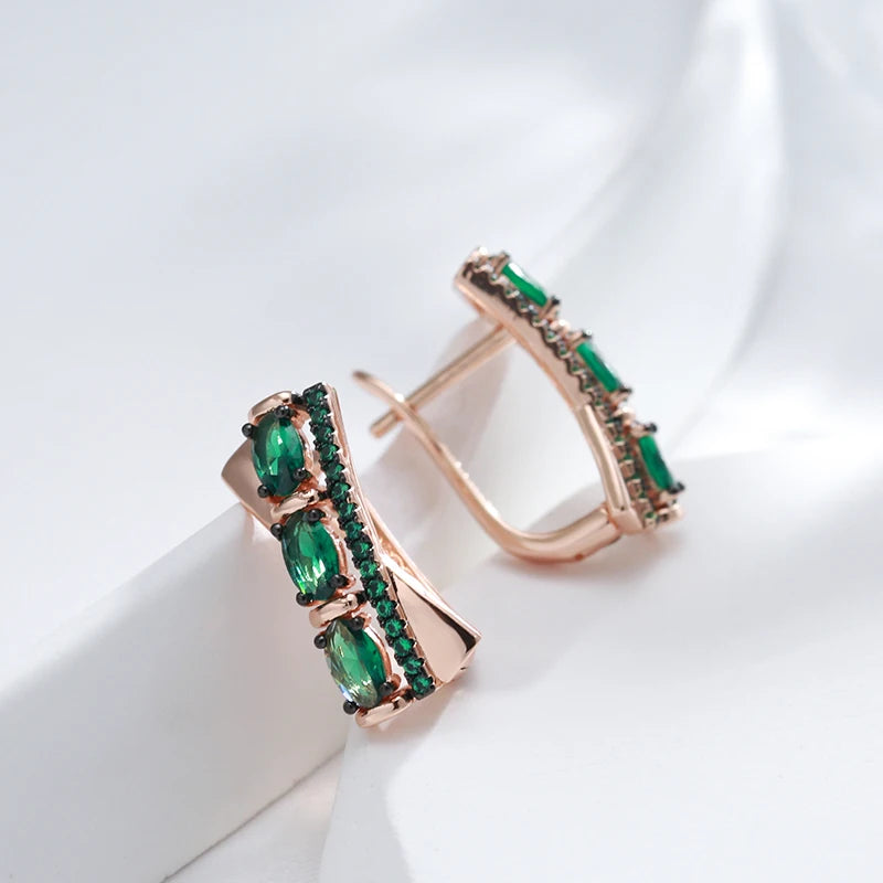 Hot Green Natural English Earrings