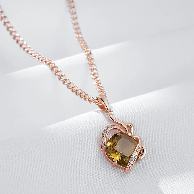 Brown Natural Zircon Pendant Necklace