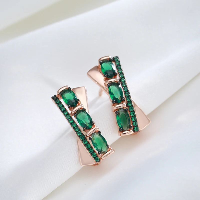 Hot Green Natural English Earrings