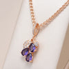 Shiny Purple Crystal Flower Pendant Necklace