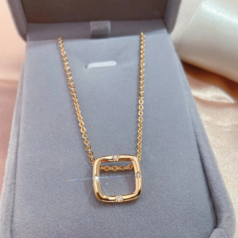 New Square Cut-out Pendant Necklace