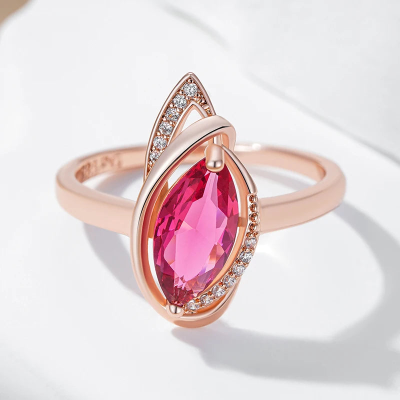 Red Rhombus Natural Wedding Rings