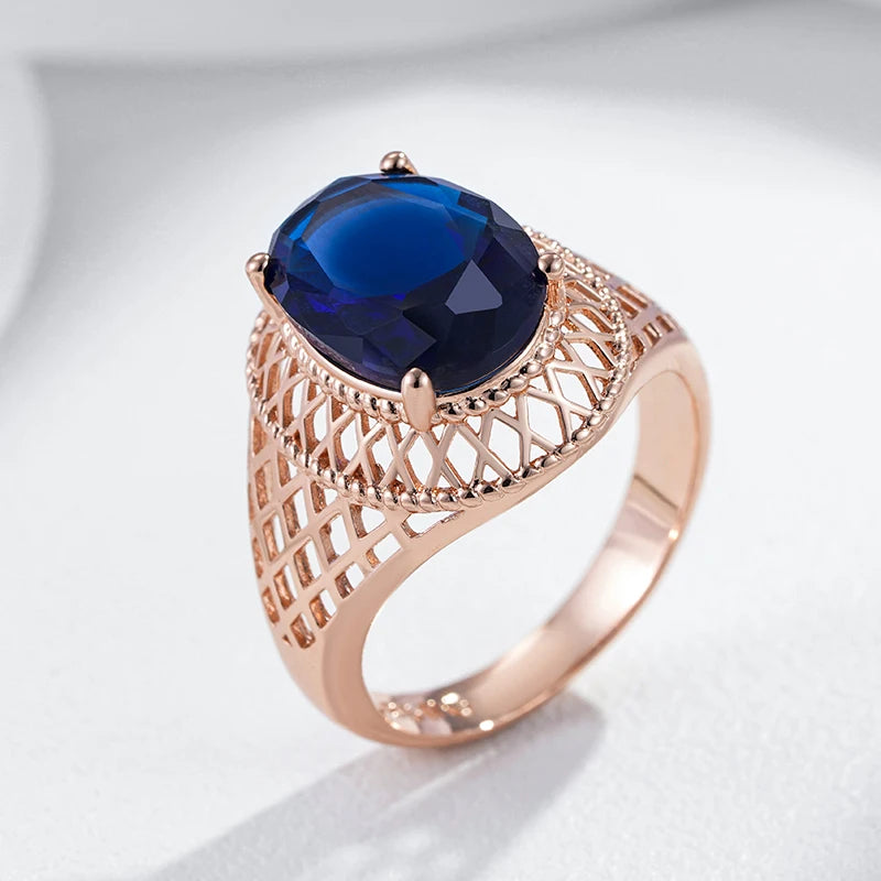 Oval Blue High Quality Ethnic Daily Ring