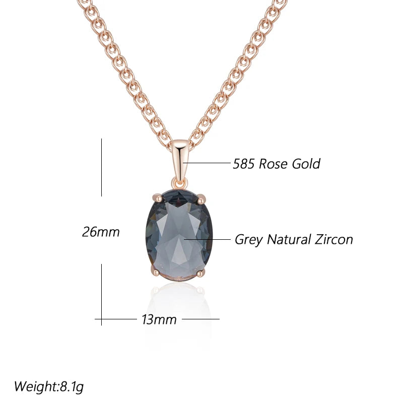 Hot Oval Grey Crystal Pendant Necklace