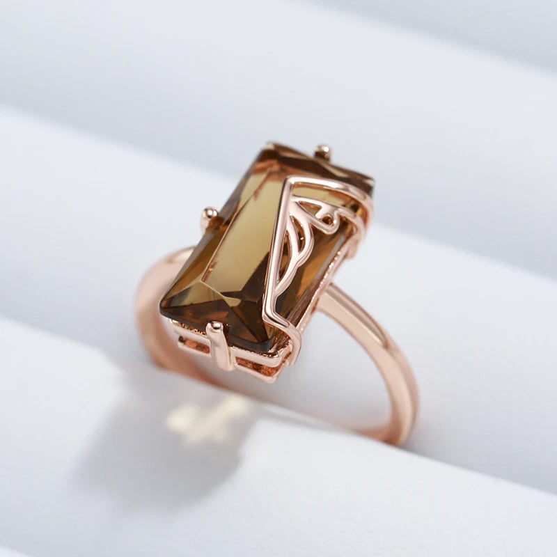 Hot Fashion Light Brown Natural Zircon Big Ring
