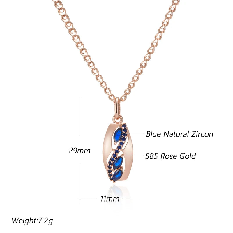Shiny Rhombus Blue Natural Zircon Pendant Necklace