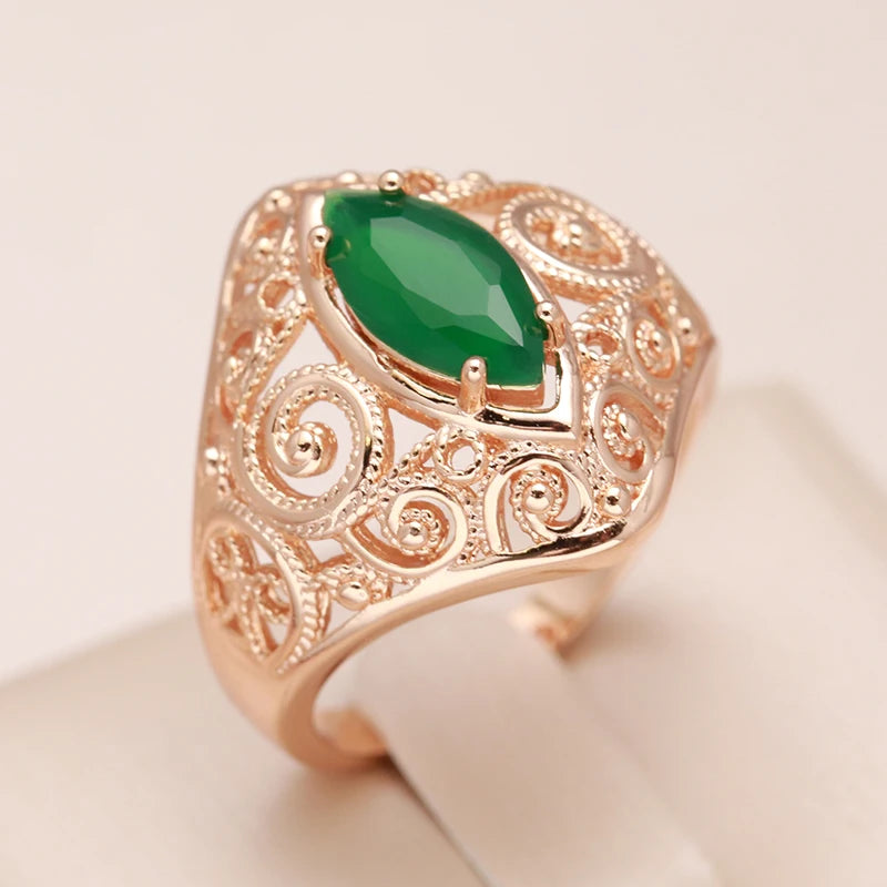 Trend Big Vintage Natural Glossy Metal Ethnic Bride Ring 085