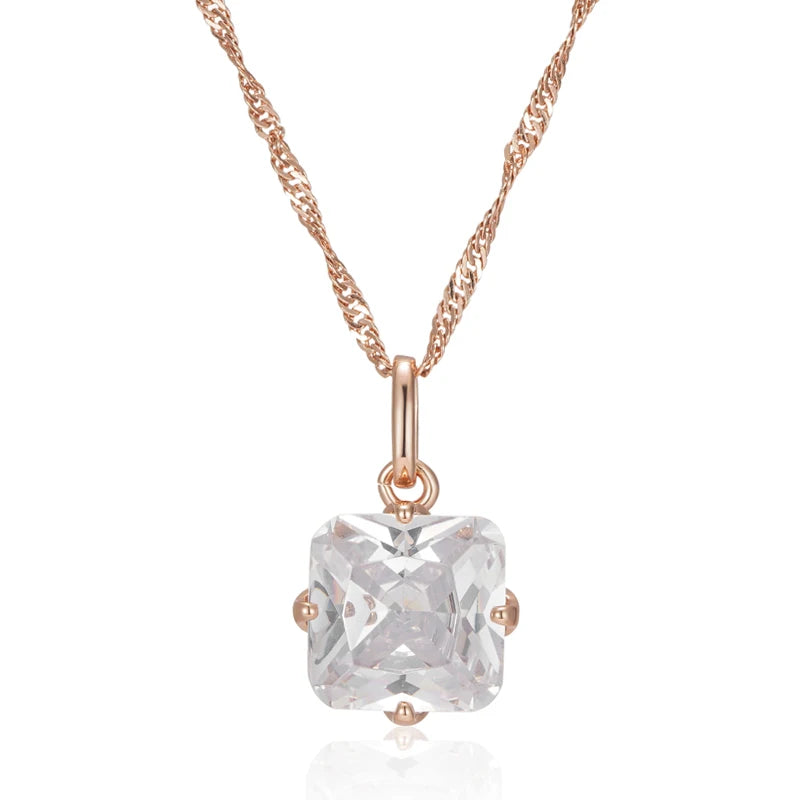New Luxury Natural 585 rose Gold Pendant Necklace 013