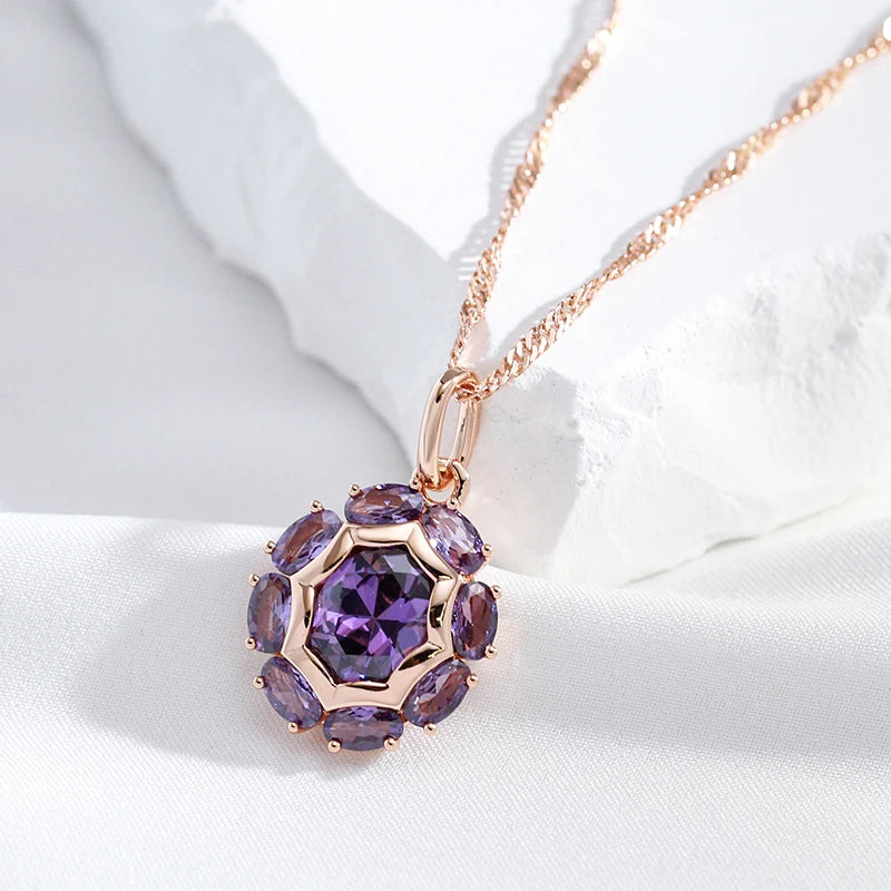 Unusual Sparkling Oval Purple Natural Zircon Pendant Necklace - Legacy Magics