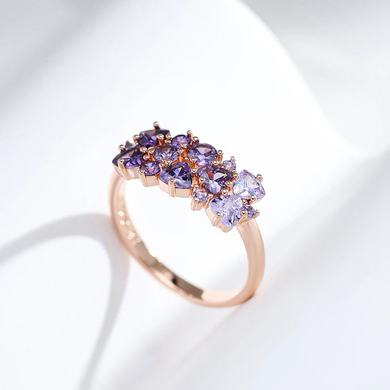 Hot Shiny Purple Natural Zircon Bride Wedding Rings