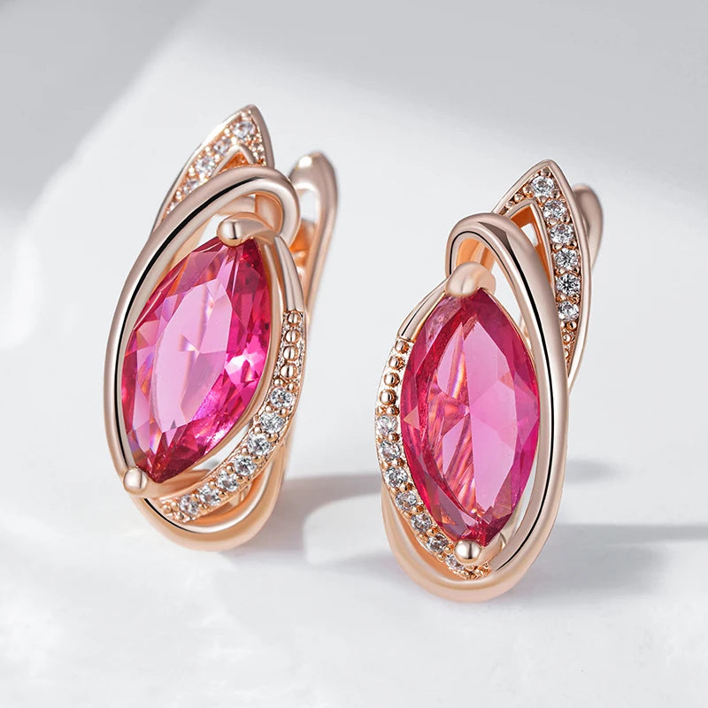 Red Rhombus Natural Drop Earrings