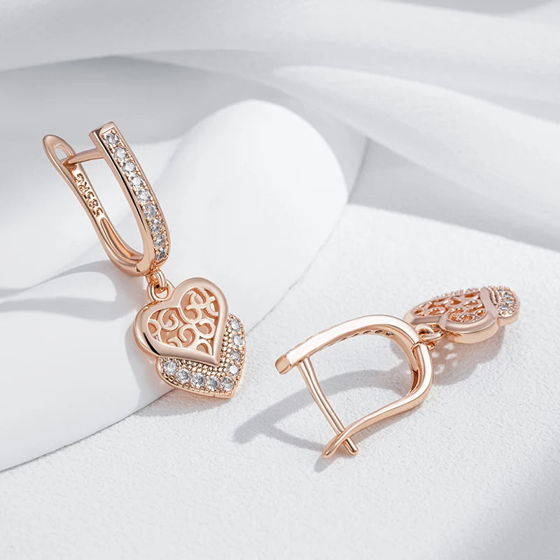 Rose Gold Colour Geometry Long Earrings