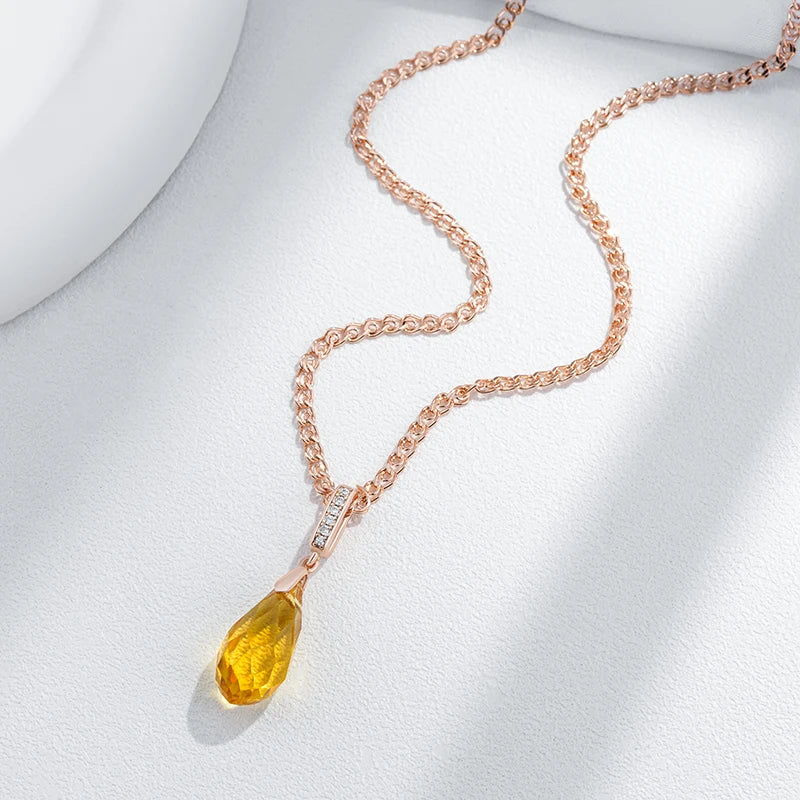 New Luxury Natural 585 rose Gold Pendant Necklace 021