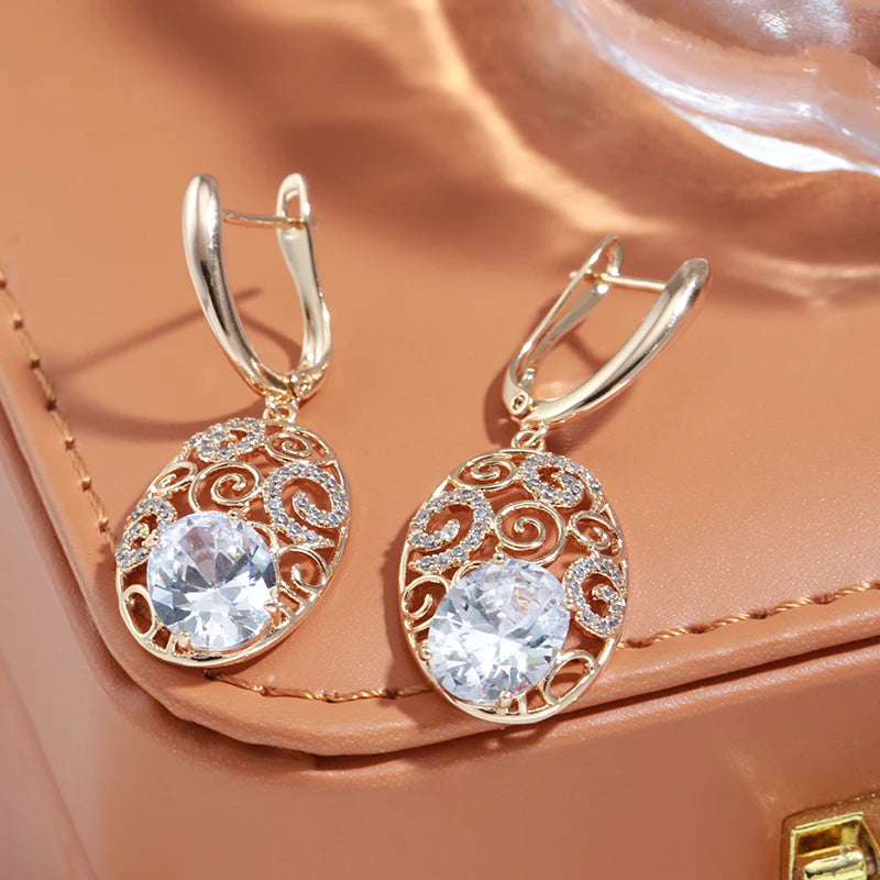 Crystal Flower Long Earrings