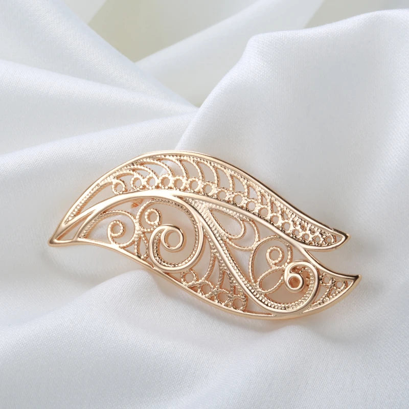 Fashion Textured 583 Gold Formal Brooch 013