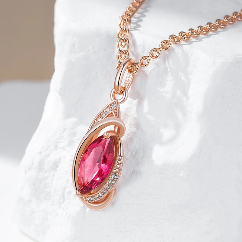 Red Rhombus Natural Pendant Necklace